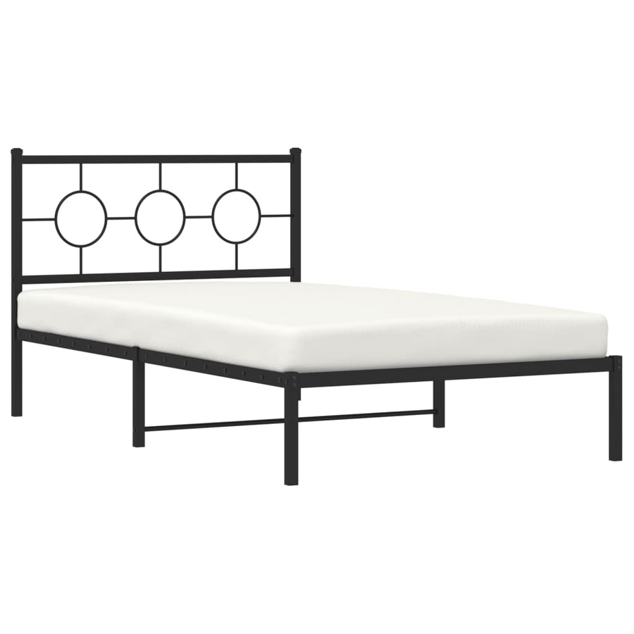 Bedframe Metaal Zwart 107 x 203 cm met hoofdbord