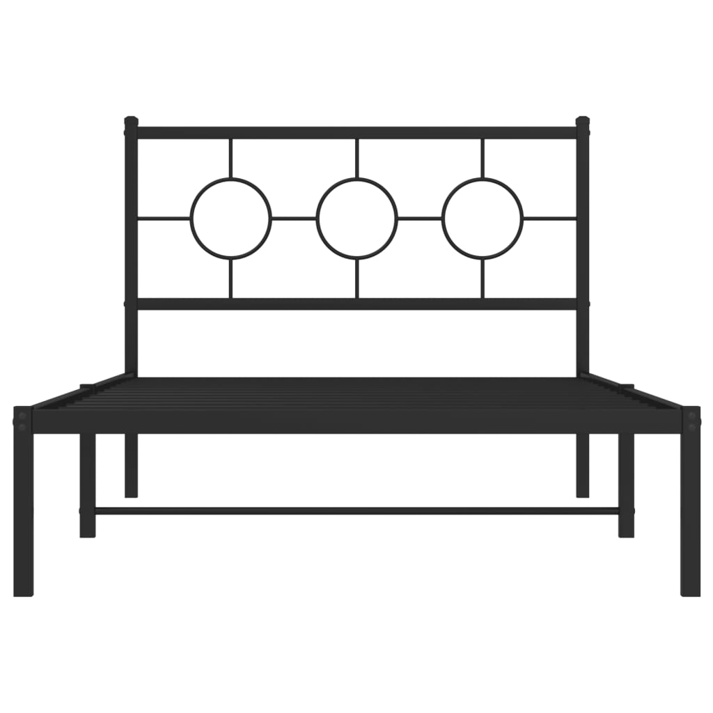 Bedframe Metaal Zwart 107 x 203 cm met hoofdbord
