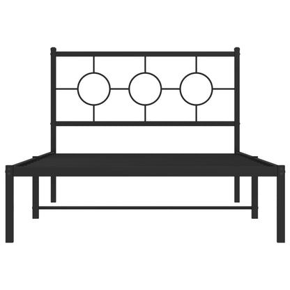 Bedframe Metaal Zwart 107 x 203 cm met hoofdbord