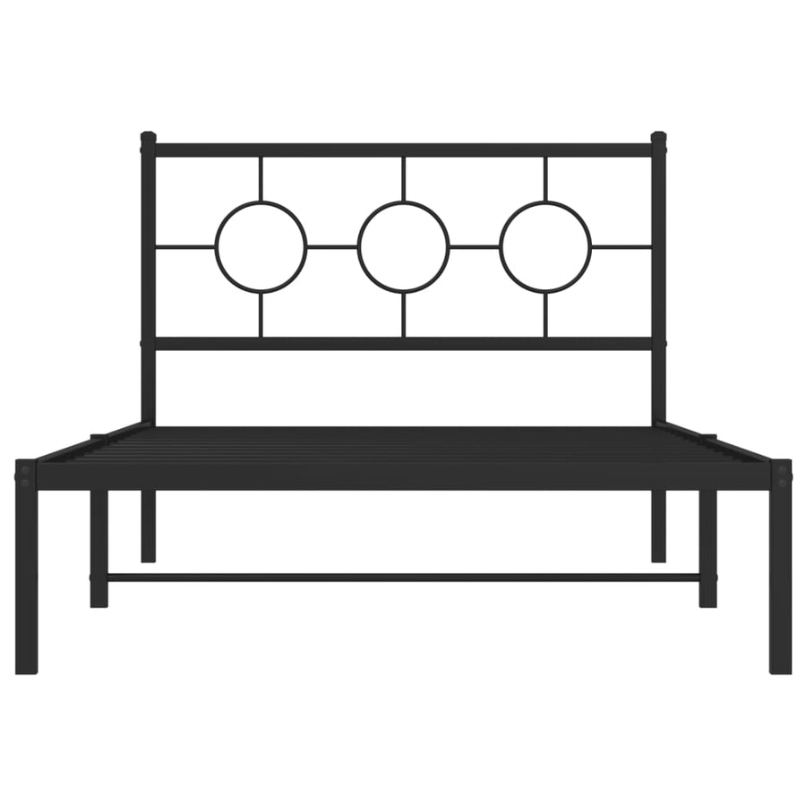 Bedframe Metaal Zwart 107 x 203 cm met hoofdbord