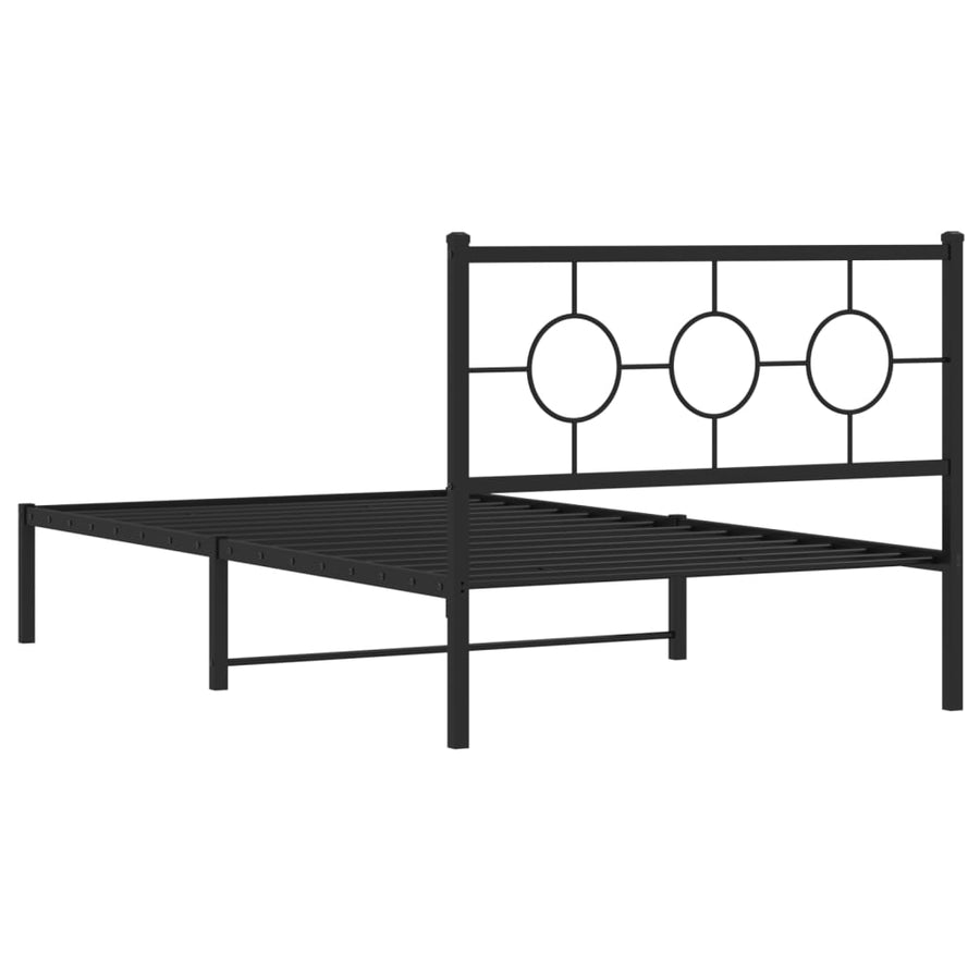 Bedframe Metaal Zwart 107 x 203 cm met hoofdbord