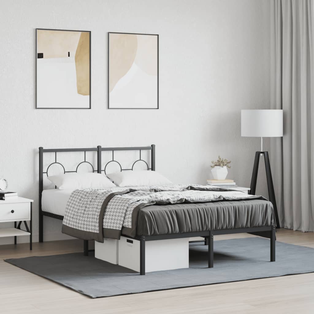 Bedframe Metaal Zwart 120 x 190 cm met hoofdbord