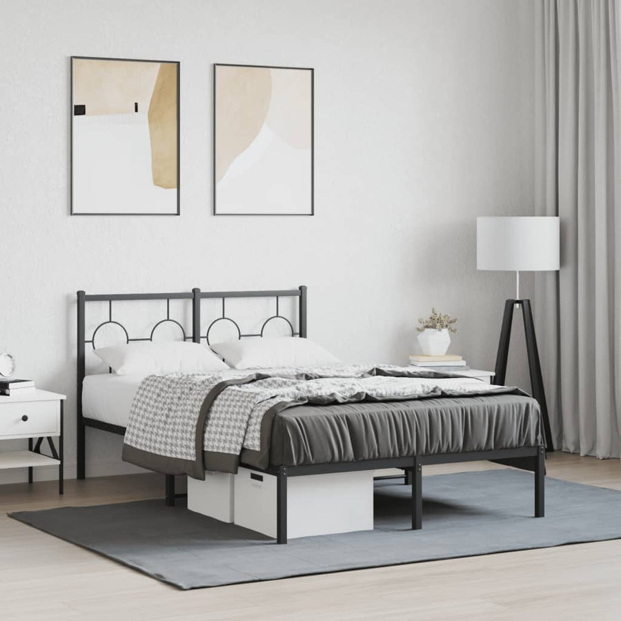 Bedframe Metaal Zwart 120 x 190 cm met hoofdbord