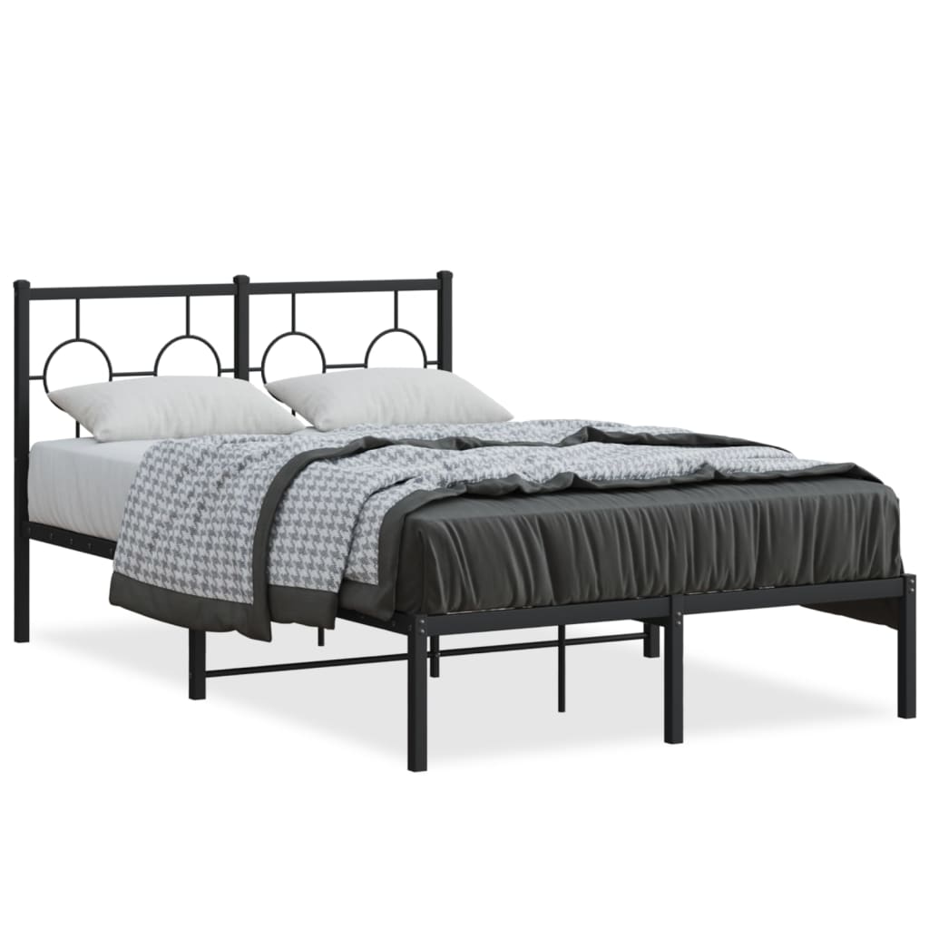 Bedframe Metaal Zwart 120 x 190 cm met hoofdbord