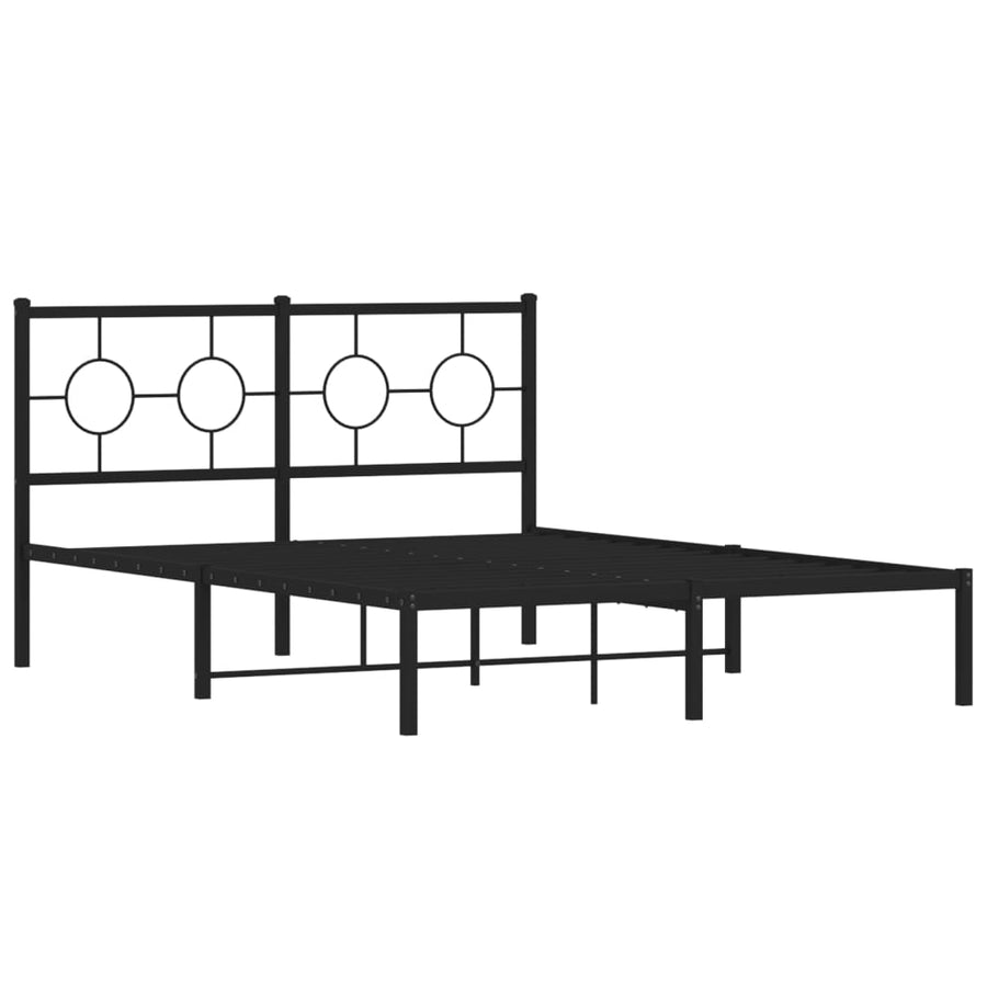 Bedframe Metaal Zwart 135 x 190 cm met hoofdbord