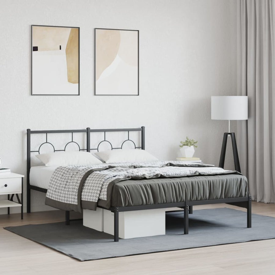 Bedframe Metaal Zwart 135 x 190 cm met hoofdbord