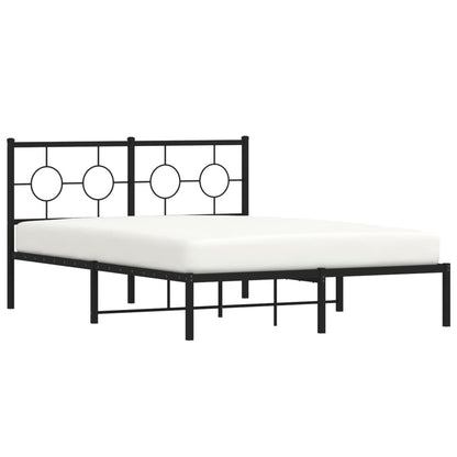 Bedframe Metaal Zwart 135 x 190 cm met hoofdbord