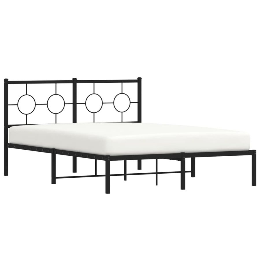 Bedframe Metaal Zwart 135 x 190 cm met hoofdbord