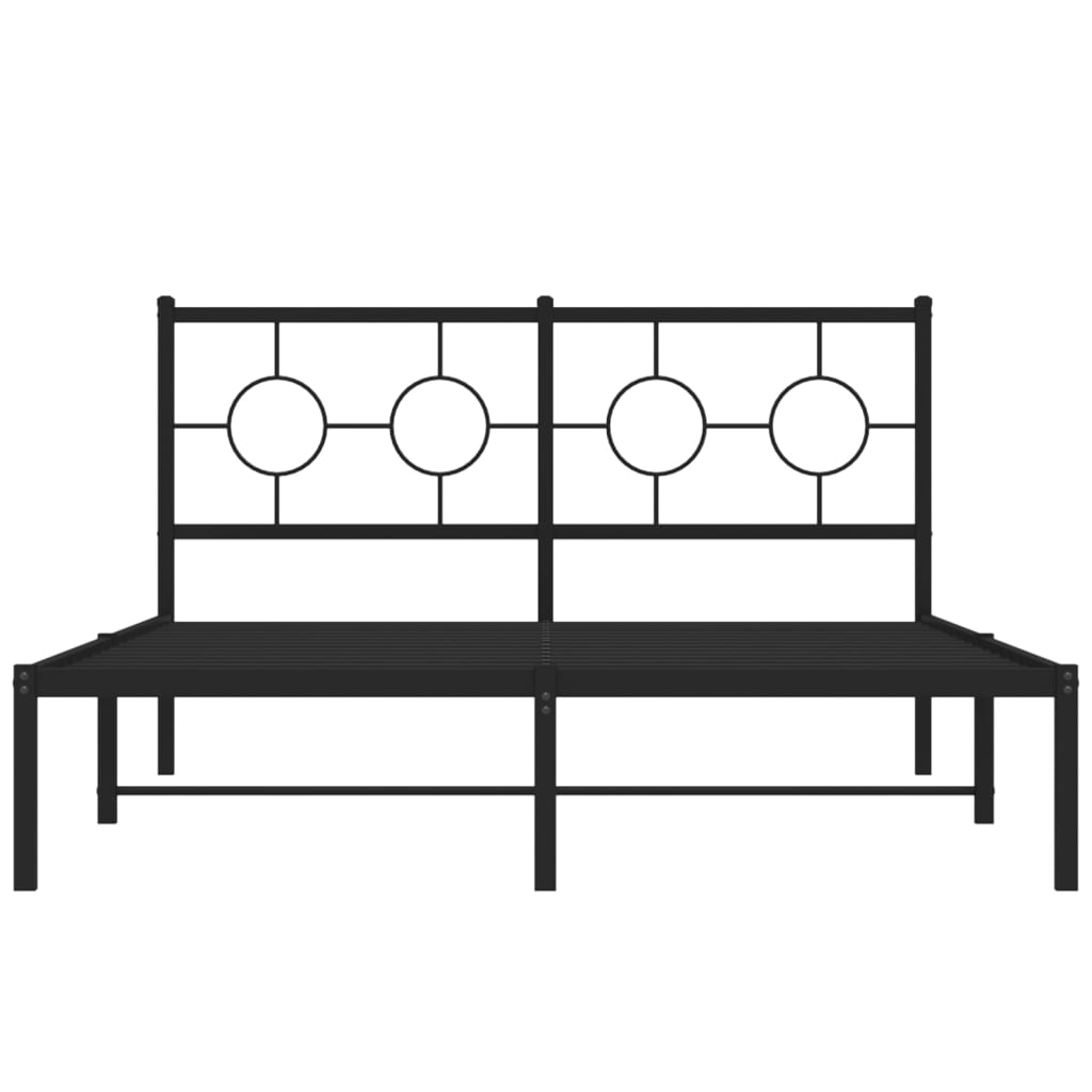 Bedframe Metaal Zwart 135 x 190 cm met hoofdbord