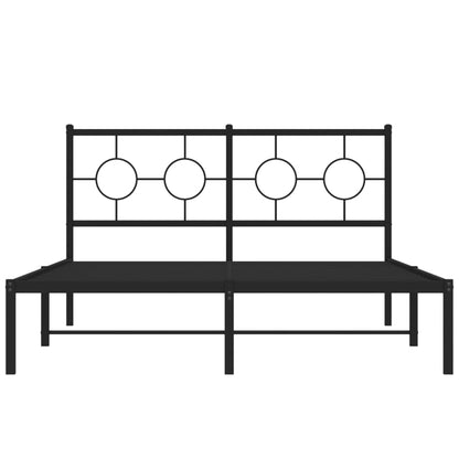 Bedframe Metaal Zwart 135 x 190 cm met hoofdbord
