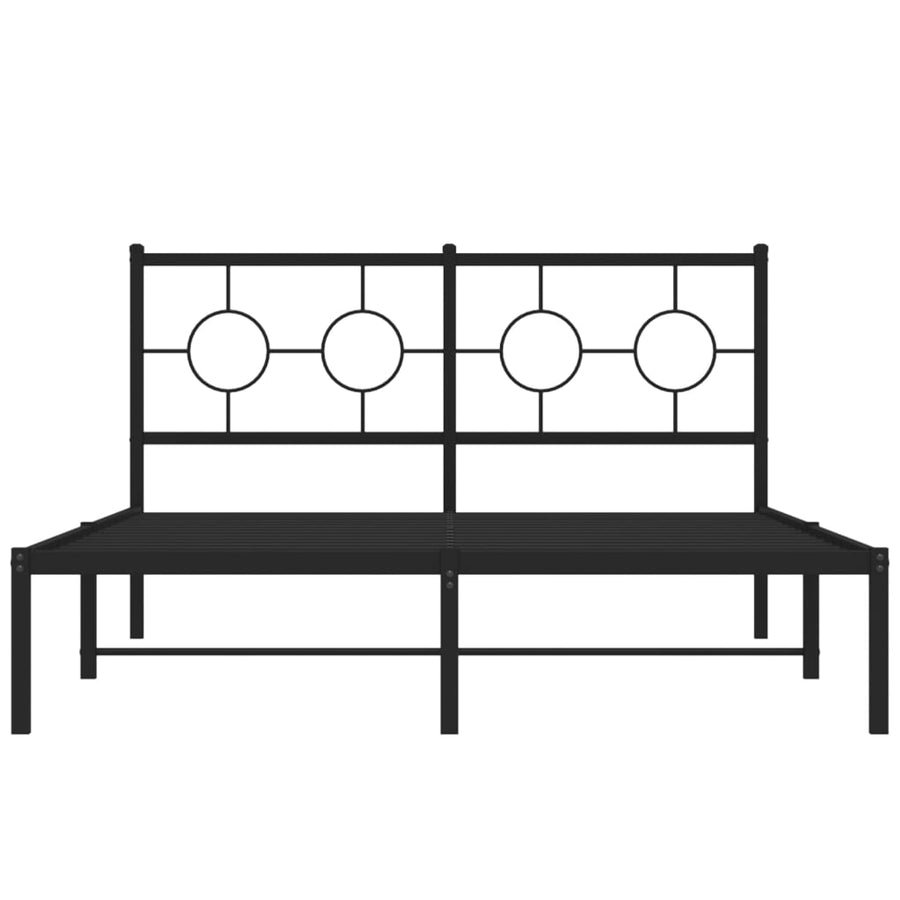 Bedframe Metaal Zwart 135 x 190 cm met hoofdbord