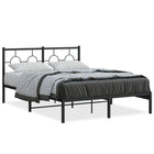 Black metal bed frame with headboard 135x190 cm