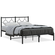Black metal bed frame with headboard 135x190 cm