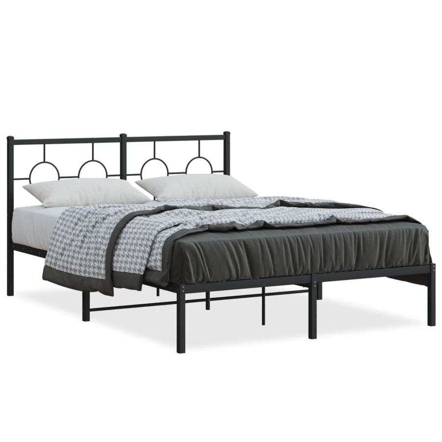 Bedframe Metaal Zwart 135 x 190 cm met hoofdbord