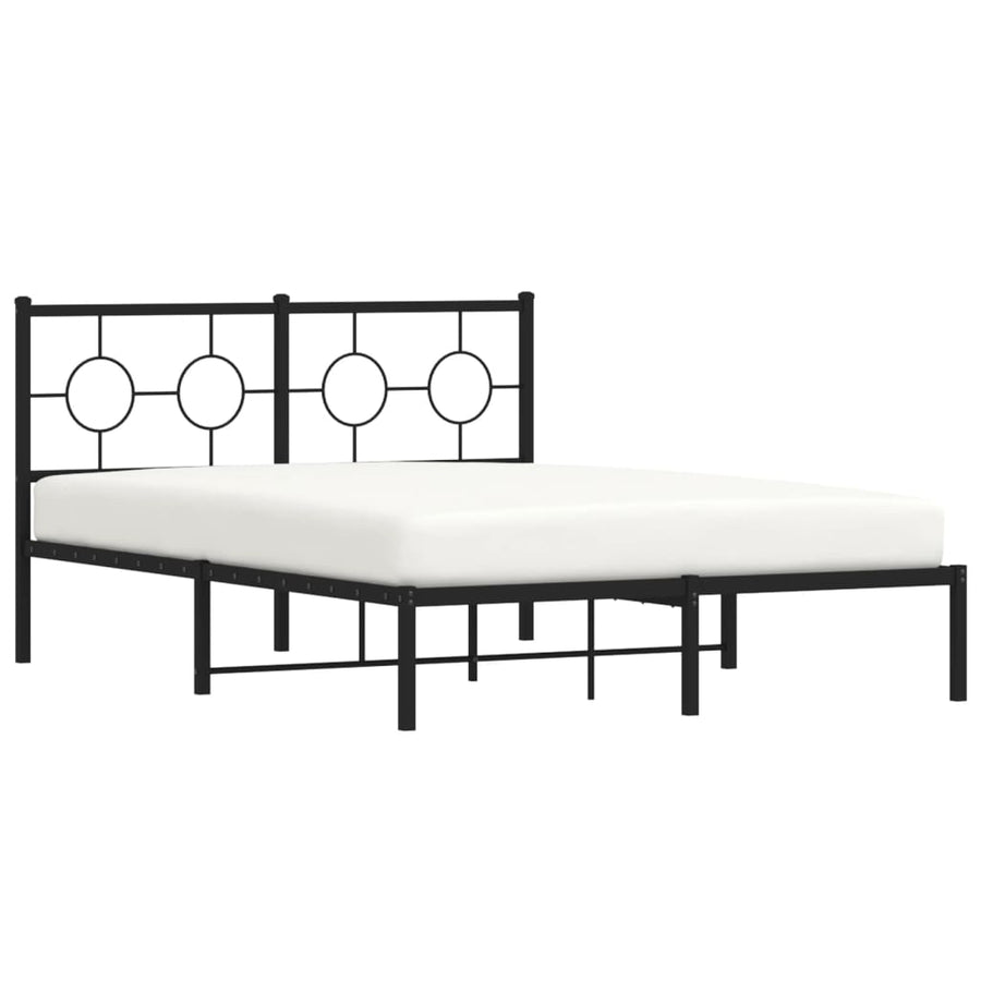 Bedframe Metaal Zwart 140 x 190 cm met hoofdbord