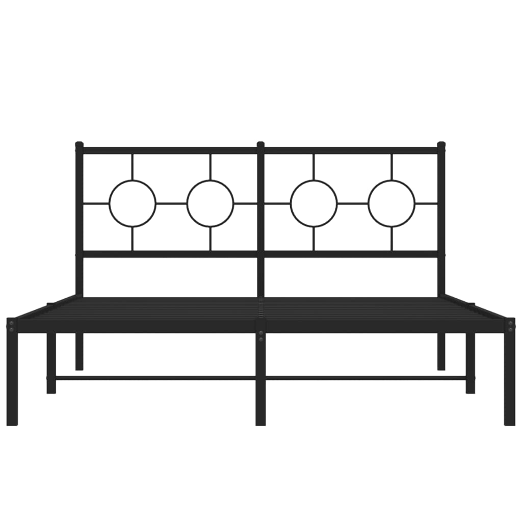 Bedframe Metaal Zwart 140 x 190 cm met hoofdbord