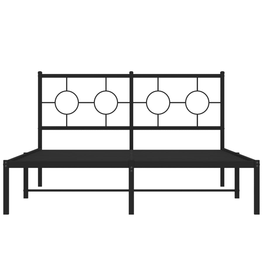 Bedframe Metaal Zwart 140 x 190 cm met hoofdbord