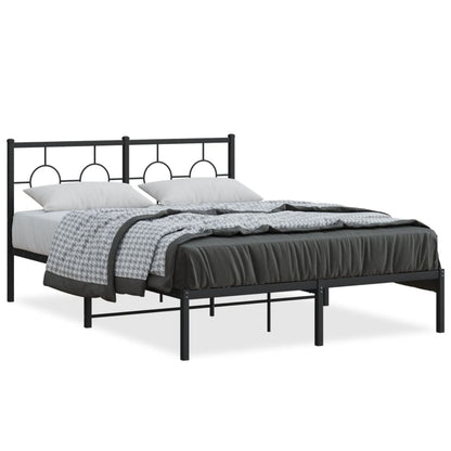 Bedframe Metaal Zwart 140 x 190 cm met hoofdbord