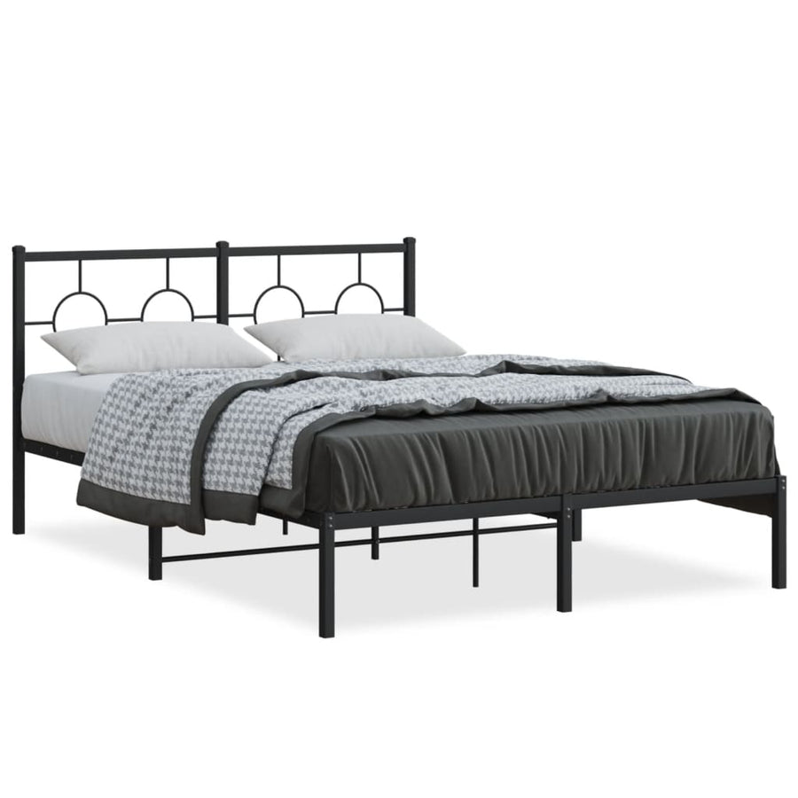 Bedframe Metaal Zwart 140 x 190 cm met hoofdbord