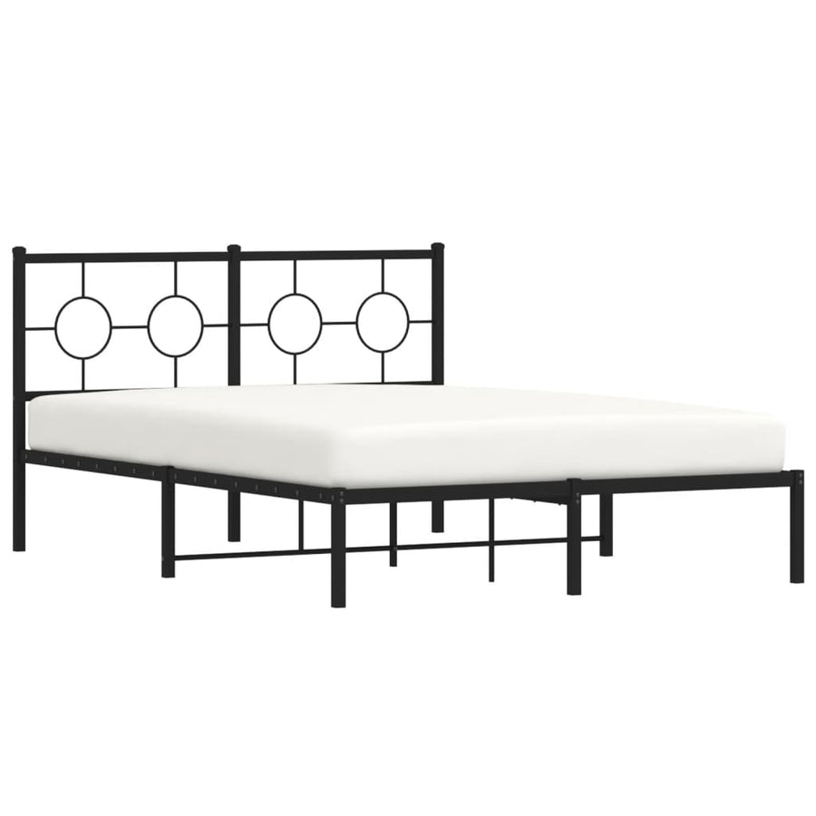 Bedframe Metaal Zwart 140 x 200 cm met hoofdbord
