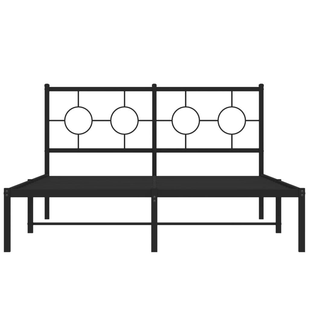 Bedframe Metaal Zwart 140 x 200 cm met hoofdbord