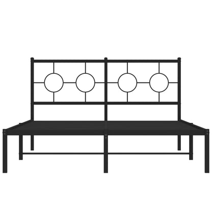 Bedframe Metaal Zwart 140 x 200 cm met hoofdbord
