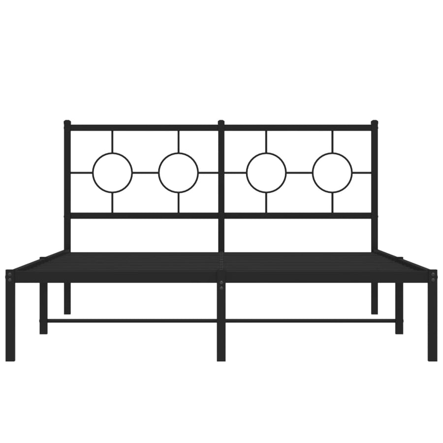 Bedframe Metaal Zwart 140 x 200 cm met hoofdbord