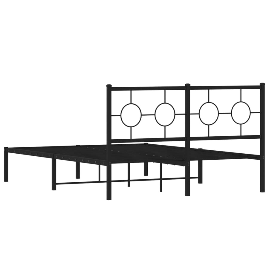 Bedframe Metaal Zwart 140 x 200 cm met hoofdbord
