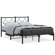 Bedframe metaal zwart 140x200 cm met hoofdbord