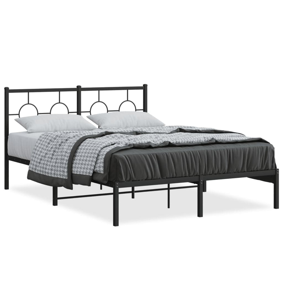 Bedframe Metaal Zwart 140 x 200 cm met hoofdbord