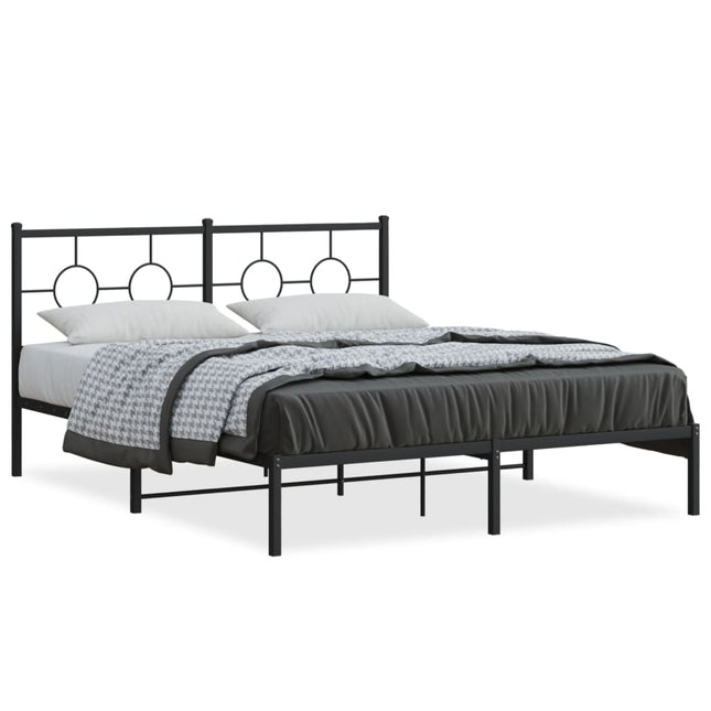 Bedframe Metaal Zwart 160 x 200 cm met hoofdbord