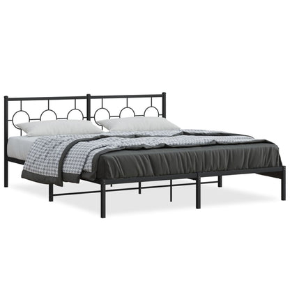Bedframe Metaal 180 x 200 cm Zwart met hoofdbord