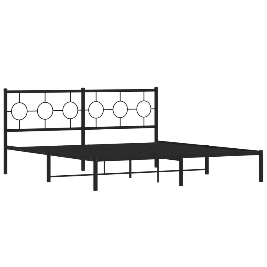 Bedframe Metaal 180 x 200 cm Zwart met hoofdbord