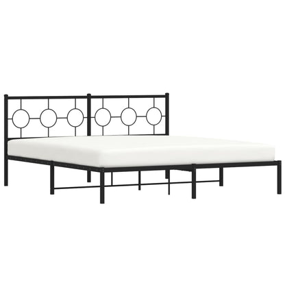 Bedframe Metaal 180 x 200 cm Zwart met hoofdbord
