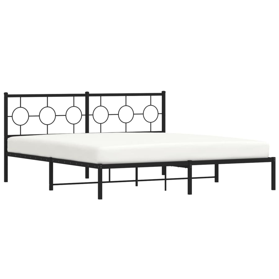 Bedframe Metaal 180 x 200 cm Zwart met hoofdbord