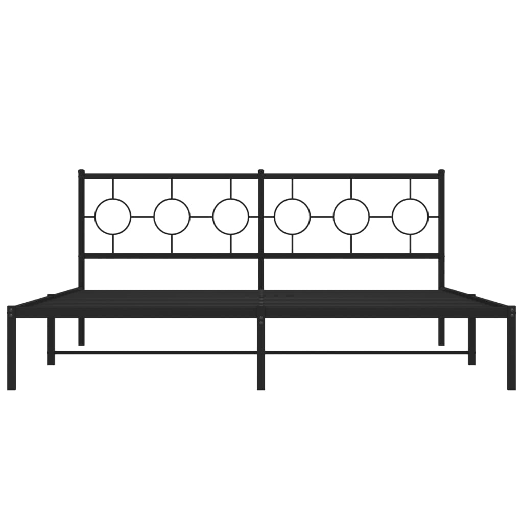 Bedframe Metaal 180 x 200 cm Zwart met hoofdbord