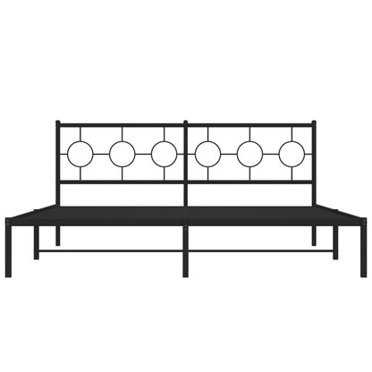 Bedframe Metaal 180 x 200 cm Zwart met hoofdbord