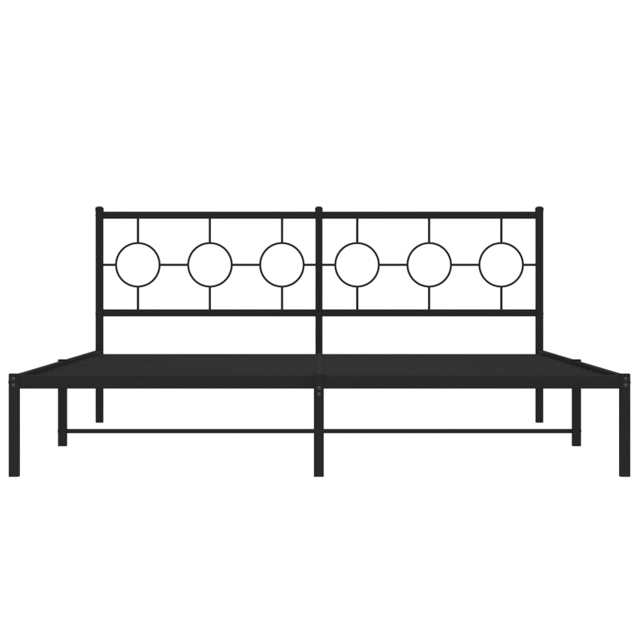 Bedframe Metaal 180 x 200 cm Zwart met hoofdbord