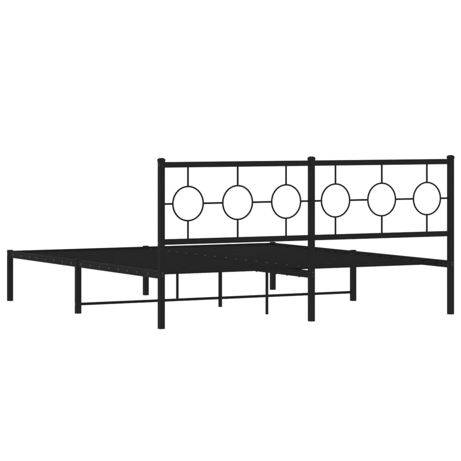 Bedframe Metaal 180 x 200 cm Zwart met hoofdbord
