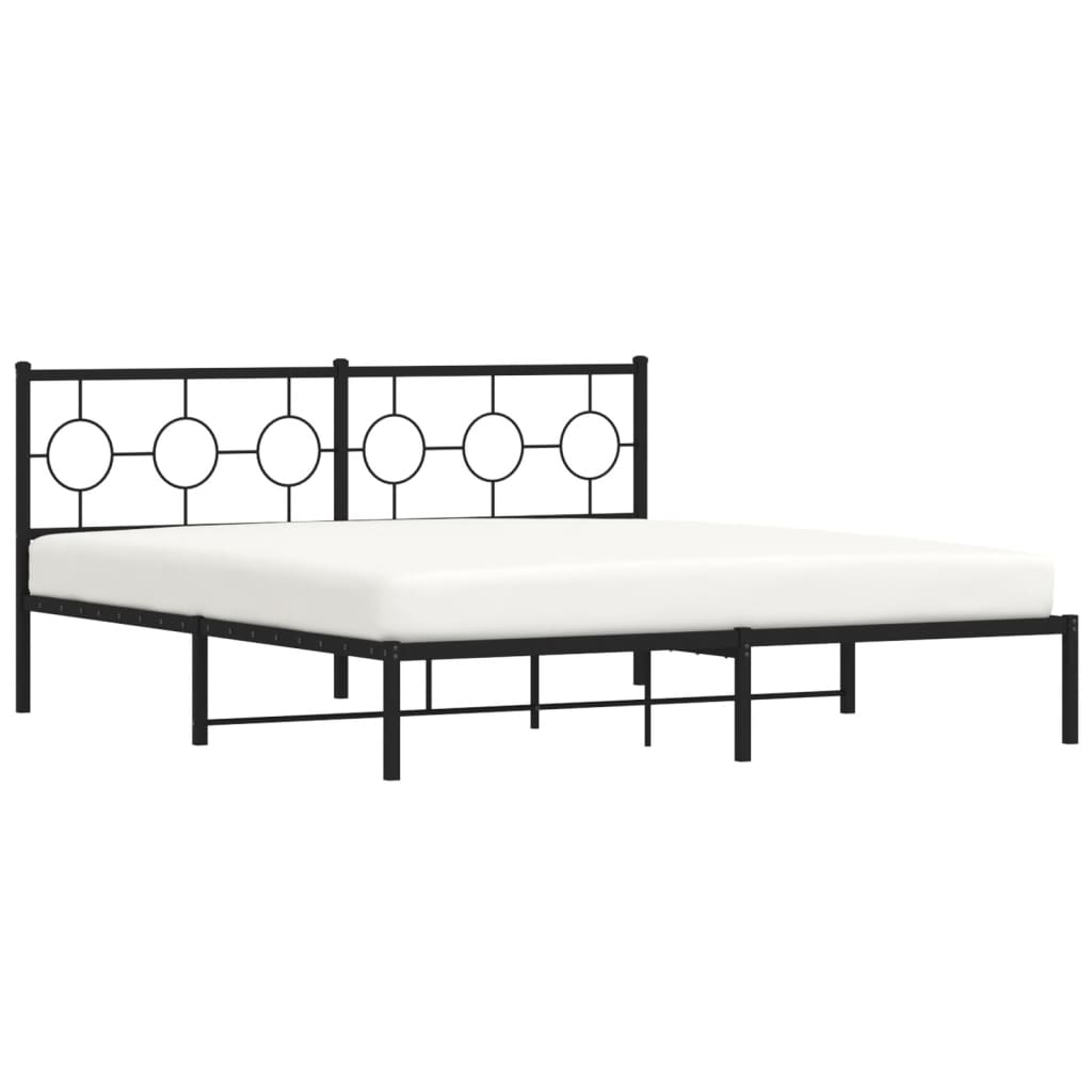 Bedframe Metaal Zwart 183 x 213 cm met hoofdbord