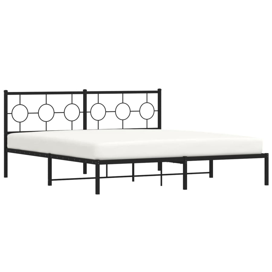 Bedframe Metaal Zwart 183 x 213 cm met hoofdbord