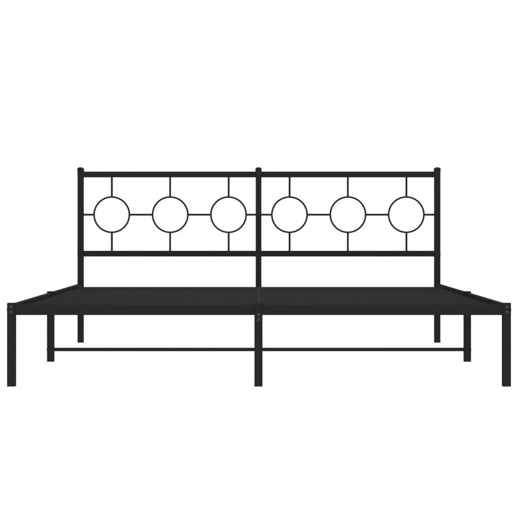 Bedframe Metaal Zwart 183 x 213 cm met hoofdbord