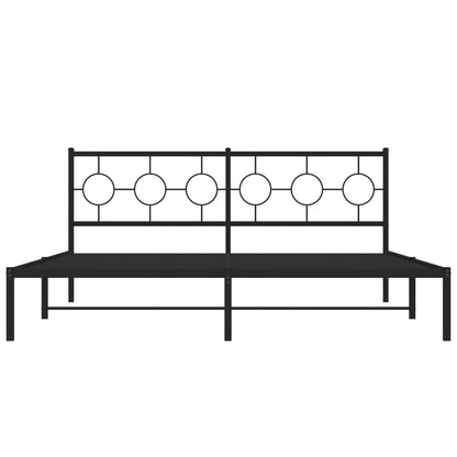 Bedframe Metaal Zwart 183 x 213 cm met hoofdbord