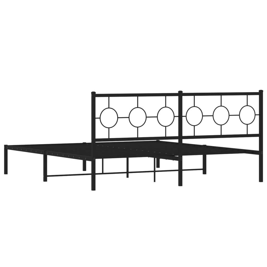 Bedframe Metaal Zwart 183 x 213 cm met hoofdbord