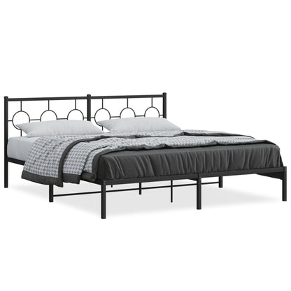Bedframe Metaal Zwart 183 x 213 cm met hoofdbord