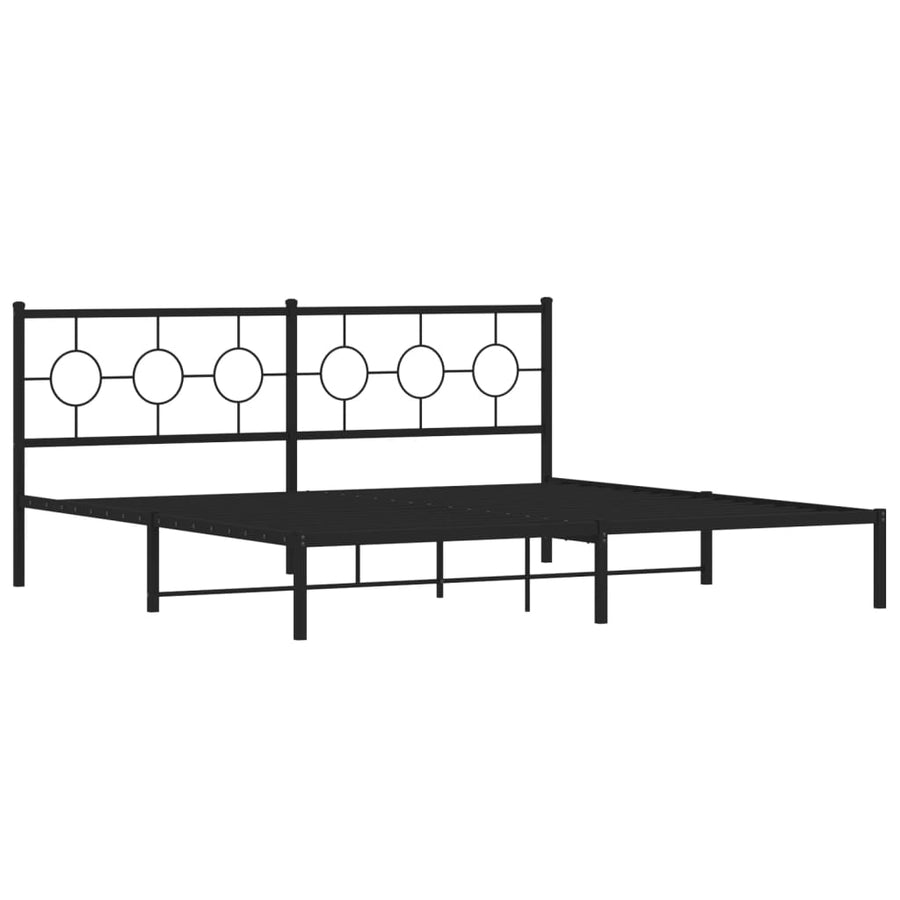 Bedframe Metaal Zwart 193 x 203 cm met hoofdbord