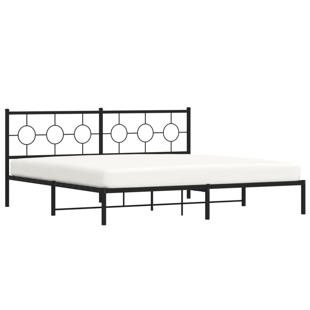 Bedframe Metaal Zwart 193 x 203 cm met hoofdbord