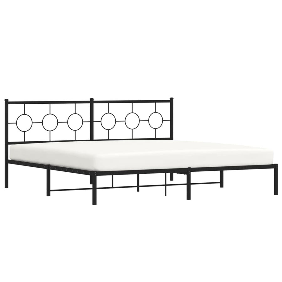 Bedframe Metaal Zwart 193 x 203 cm met hoofdbord