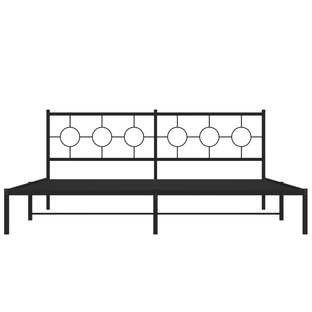 Bedframe Metaal Zwart 193 x 203 cm met hoofdbord