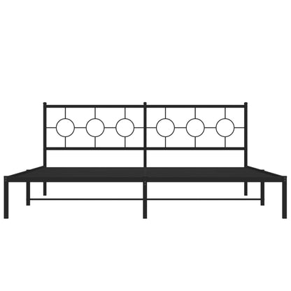 Bedframe Metaal Zwart 193 x 203 cm met hoofdbord